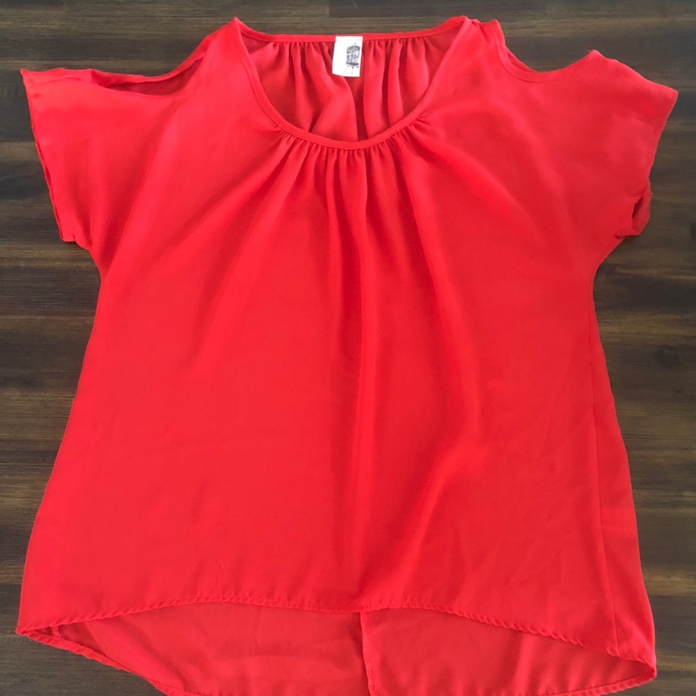Francesca’s Red Cold Shoulder Top